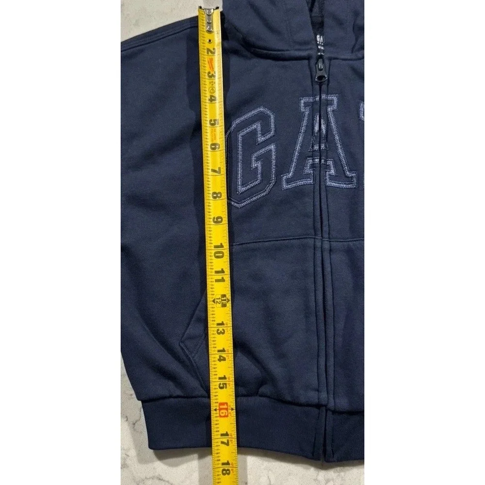 Gap Kids Hoodie Unisex Medium 8 Navy Blue Full Zip Arch Logo Fleece S/740017-01